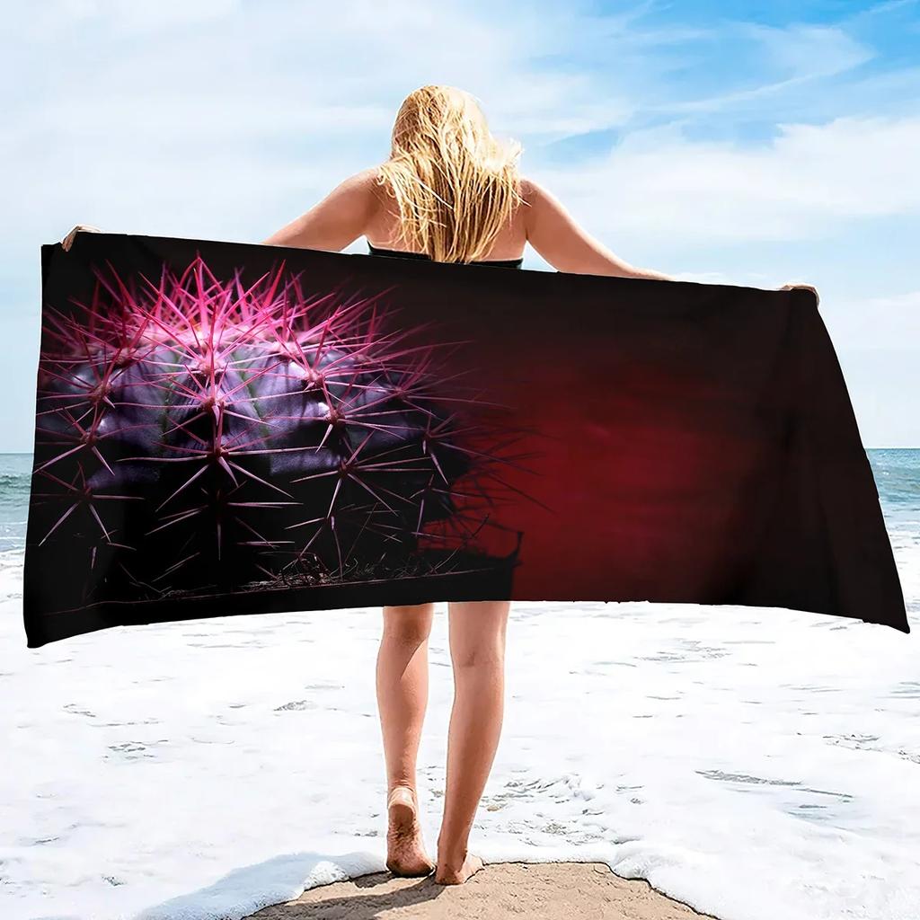 Beach Towel Oversized,Thick Microfiber Beach Towel,Super Absorbent Sand Free Cute Cactus Cool Swim Beach Towels for Kids,Adult
