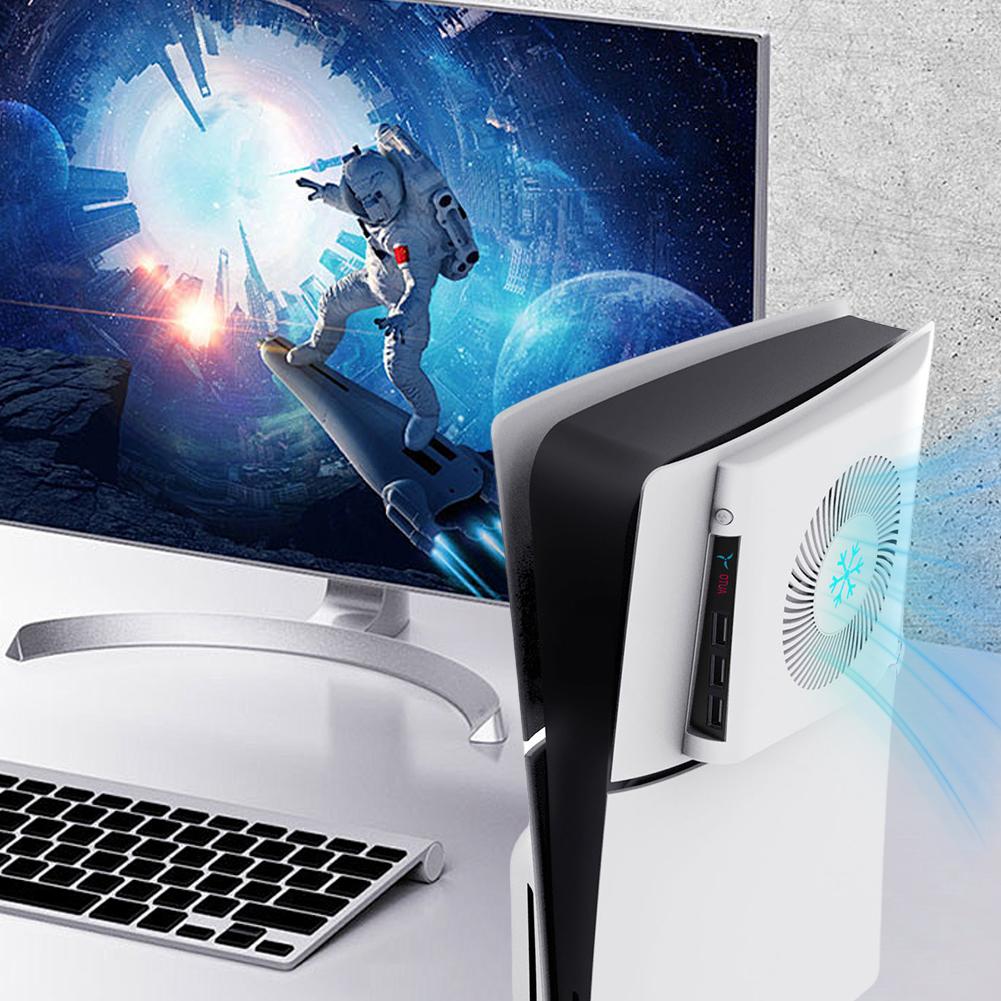 For PS5 Slim Console Cooling Fan Console Cooler with 3 USB 2.0 Ports External Cooler Fan for Playstation 5 Slim Accessories
