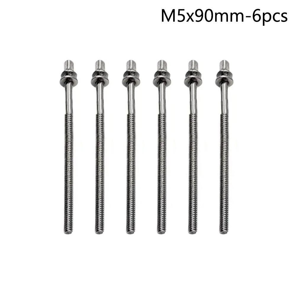 6Pcs with Washers Drum Tension Rods M5 Drum Tight Screw New Drum Lug Bolts for Jazz Drums Repair