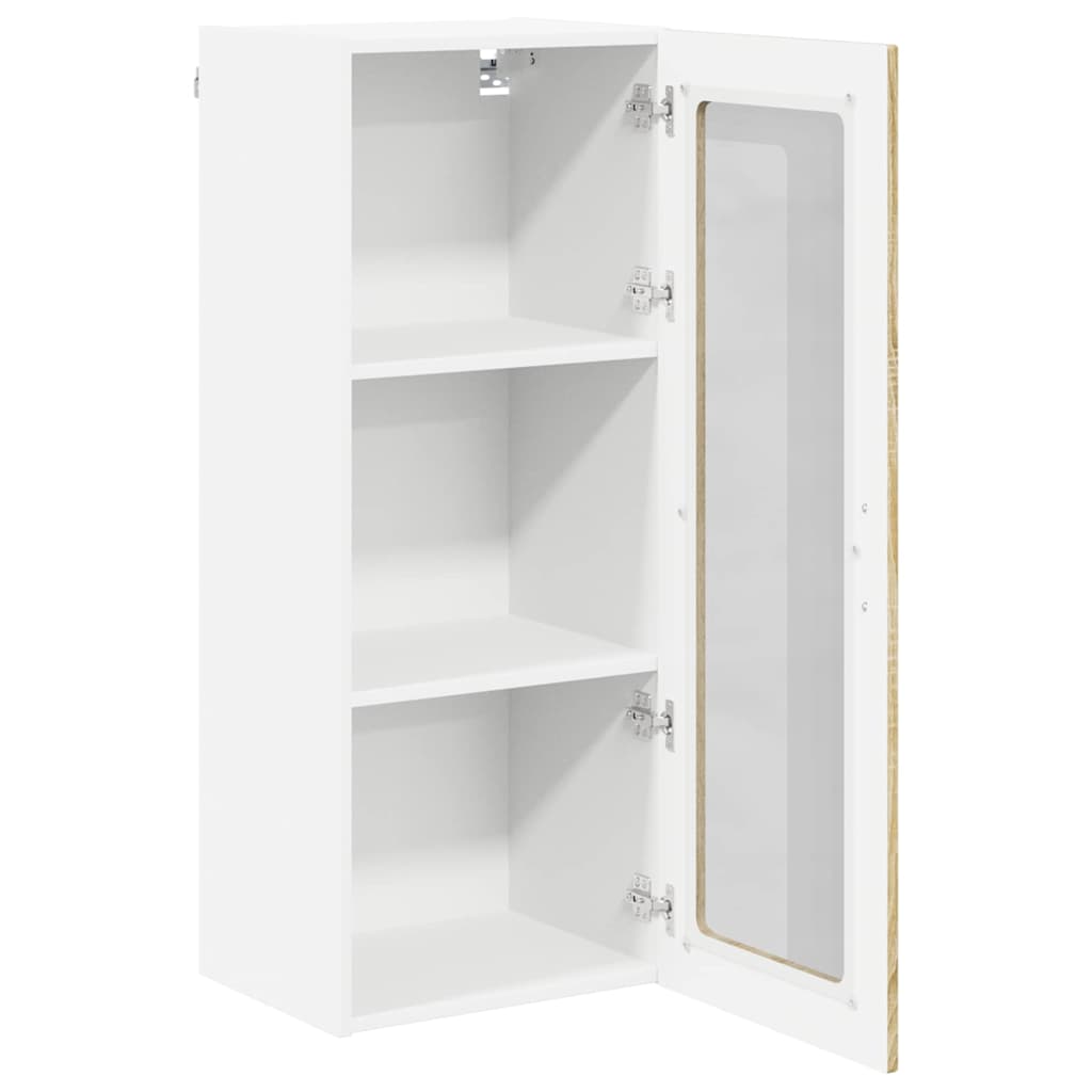 Wall Mounted Glass Cabinet LUCCA Sonoma Oak 40 X 31 X 100 Cm