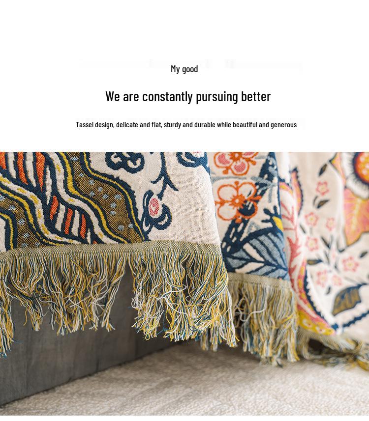 All-Season Pure Cotton Gauze Tassel Blanket for Couples