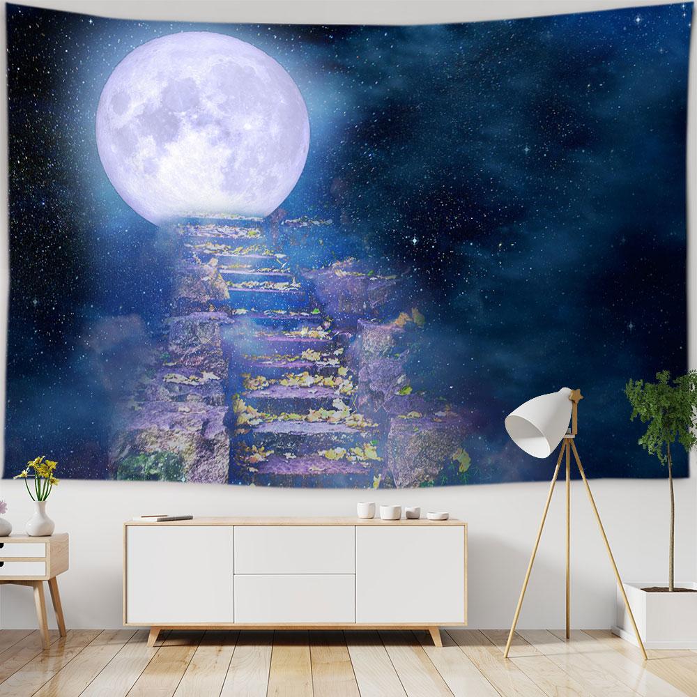 Beach Starry Tapestry Home Decor Living Room Natural Moon Sea Landscape Tapestry Fabric Hippie Wall Hanging Tapestry tapiz