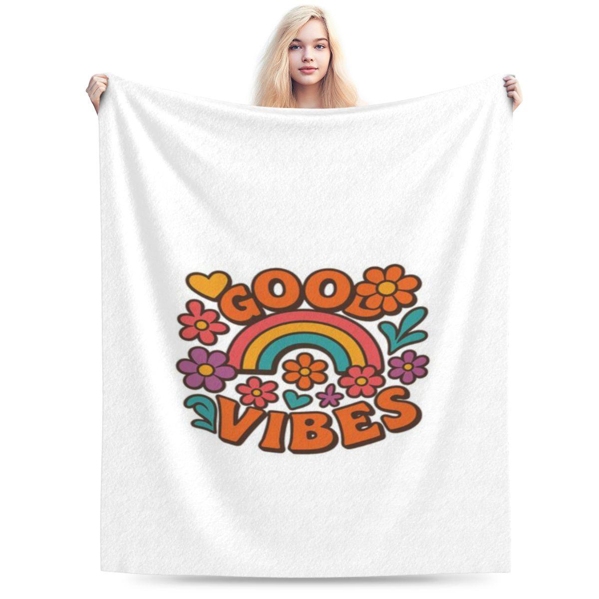

Good Vibes Retro Rainbow Design Personalized Soft Party An UltraSoft Micro Fleece Blanket 75x100cm (30x40inch)