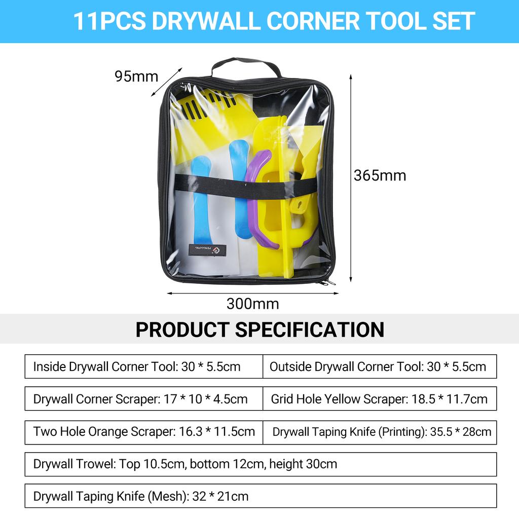11Pcs Drywall Corner Tool Set Inside and Outside Corner Trowel Plastic Drywall Corner Scraper