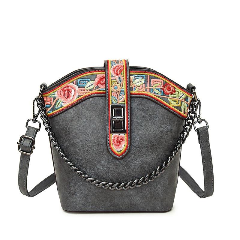 Retro Ethnic Style Embroidered Women's Shoulder Bags Soft PU Casual Ladies Messenger Bags Commuter Texture Women's Crossbody Bag for Mother's Day Gift