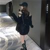 ShuMing Long Sleeve Loose Street Korean Pullover Women's Hoodie, Off-the-Shoulder, Fit, Simple, Black, Style, Style, Stylish, (Free Size, Black)