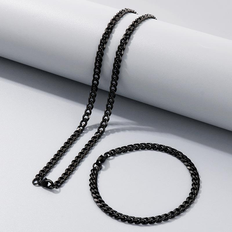 Halskette aus Titanstahl mit dicker Hip-Hop-Kette, Edelstahl sechsseitig geschliffene Kette mit Kettenschmuck