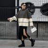 Maglione a righe a collo alto da donna per autunno e inverno