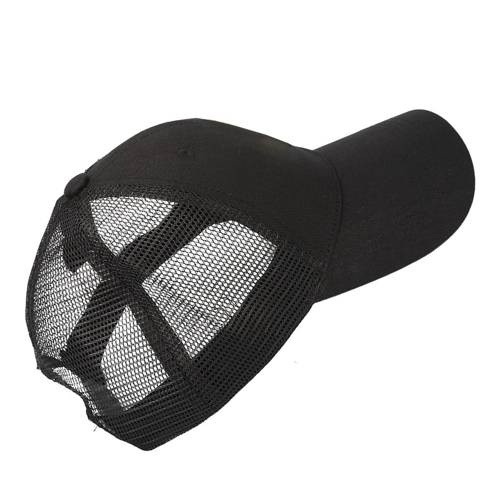 Men Women Letter Embroidered Cap Black Adjustable Fashionable Travel Outdoor Fishing Mesh Back Cap