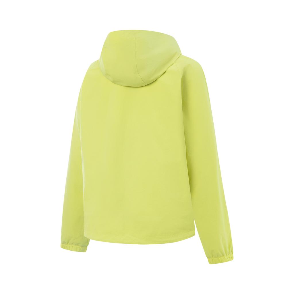 Li-Ning Comfortable Casual Minimalist Solid Color Sports Hooded Zipper Windbreaker Women Outerwear Yellow Fluorescent-Green AFDVE68-9