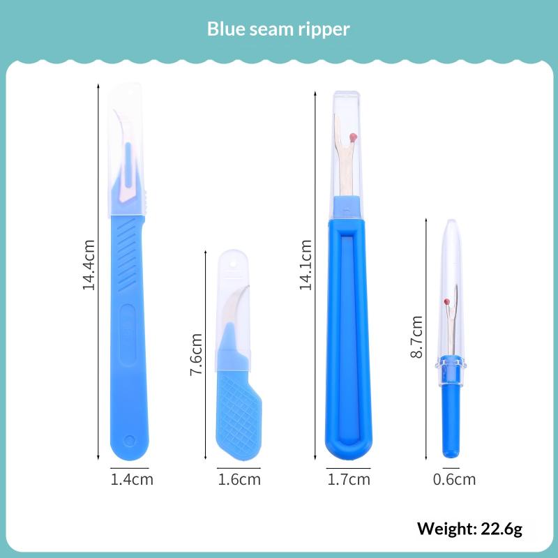 1Set Blue Sewing Ripper Kit With Thread Ripper Seam Ripper And Scissors For Removing Stitches