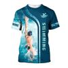 Tricou Grafic Personalizat cu Nume pentru Înot Bărbați Imprimare 3D Mânecă Scurtă Gât Rotund Haine Cadou Pentru Pasionații de Înot