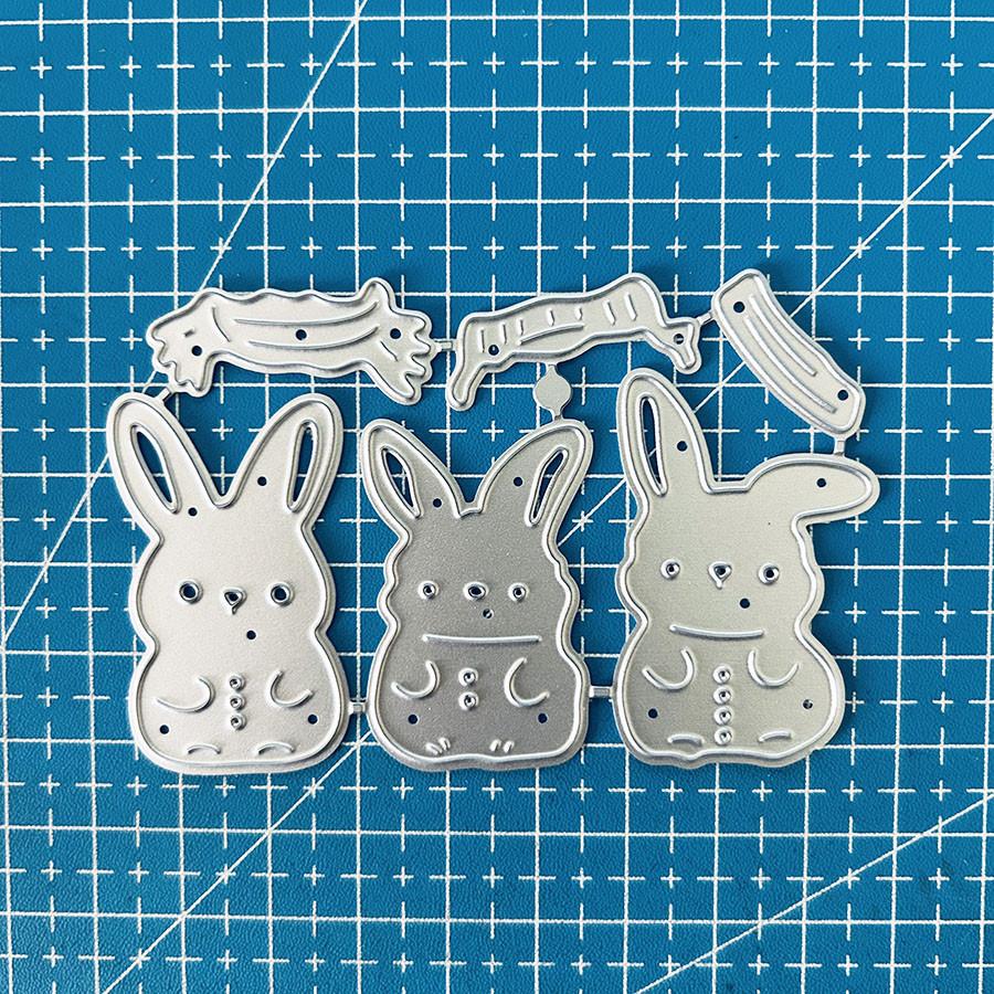Easter 3pcs Bunny Metal Cutting Dies Stencil for DIY Scrapbooking Photo Album Embossing Paper Cards Crafts Diecuts