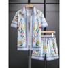 2er Set Herren Blume Grafikdruck Shorts Hemd Kordelzug Taille Sommer Strandkleidung Freizeitkleidung Tropische Drucke Asiatische Größe
