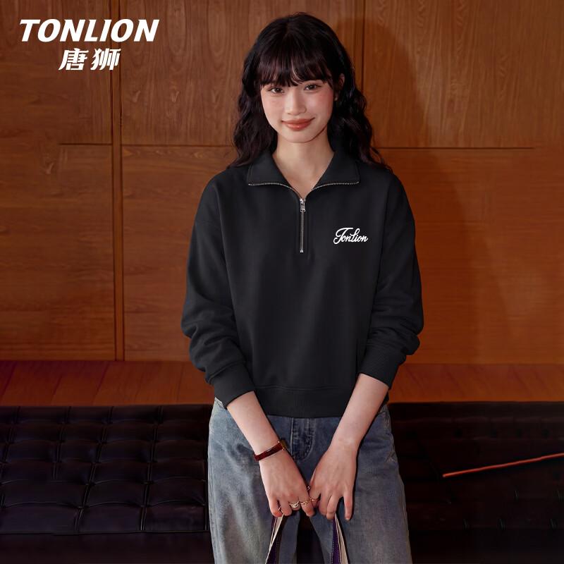 TonLion Women's Polo Collar Letter Print Sweatshirt