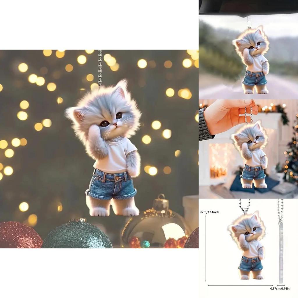Adorable Acrylic Cat Car Hanging Decoration For Home And Backpack Accessories