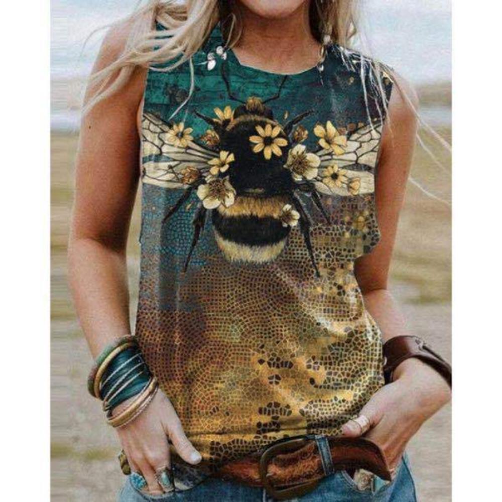 Eule Tier 3D-Druck Damen Tanktops Sommermode O-Ausschnitt Lässige Weste Schulterfrei Y2k Ärmelloses Top Camisole Damenbekleidung