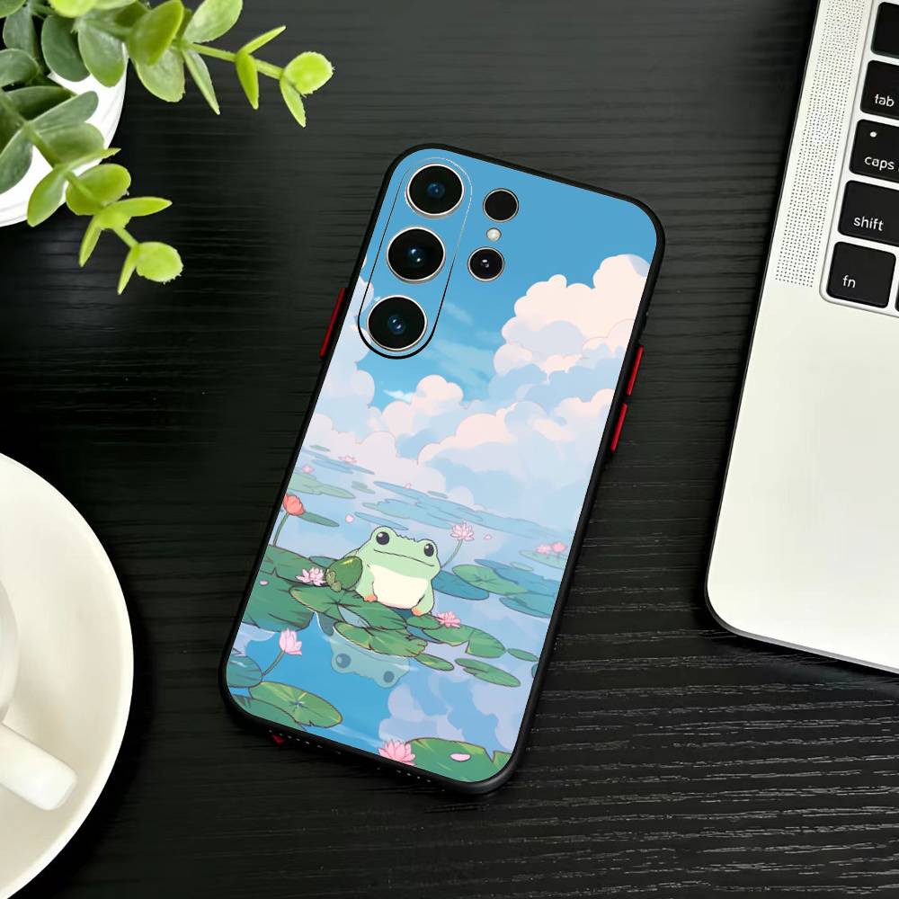 Cute Frog Cartoon Phone Case For Samsung S26,S25,S24,S23,S22,S21,S20,S30,Ultra,Plus,Fe,Note,5G Black Cover