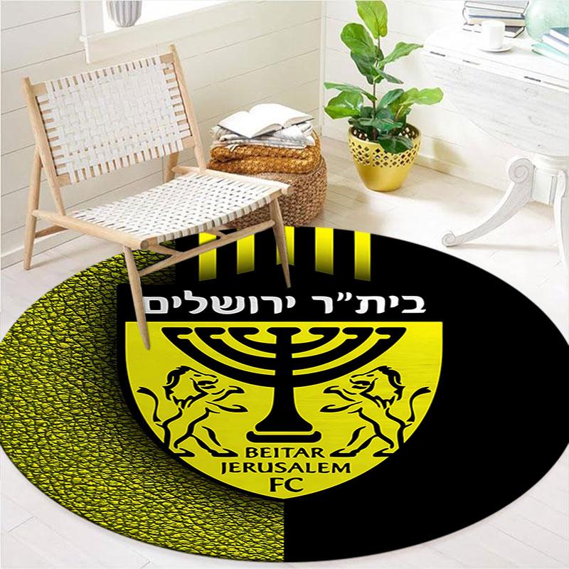 Beitar Jerusalem F.C Runder Teppich, Teppich für Wohnzimmer Schlafzimmer Sofa Spielzimmer Dekoration, Rutschfeste Fußmatte