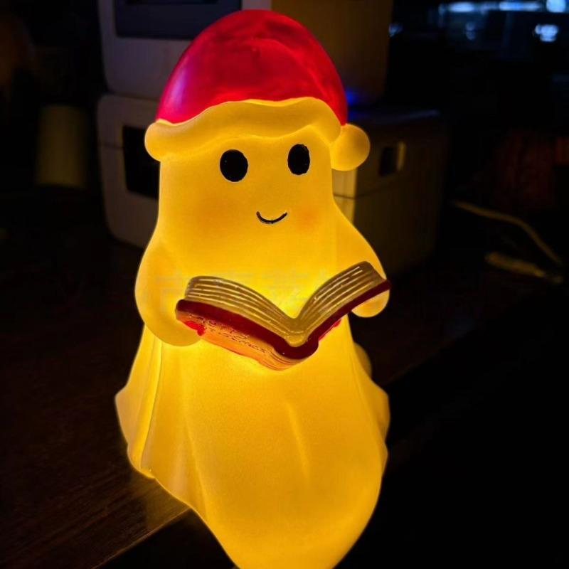 Cute Ghost Reading Book Lamp Halloween spooky night light ornaments