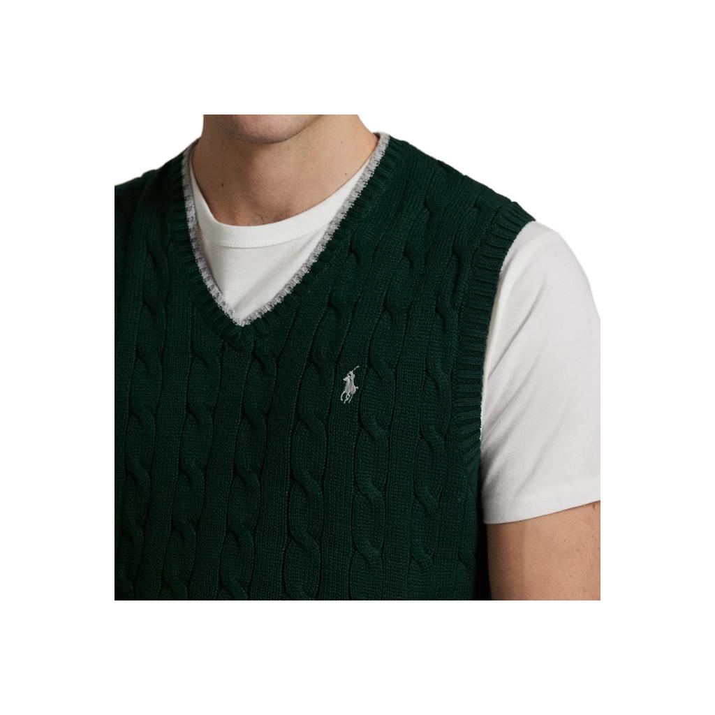 Polo Ralph Lauren Cable Knit Cotton Sleeveless Vest Men tops Green 710970288-002