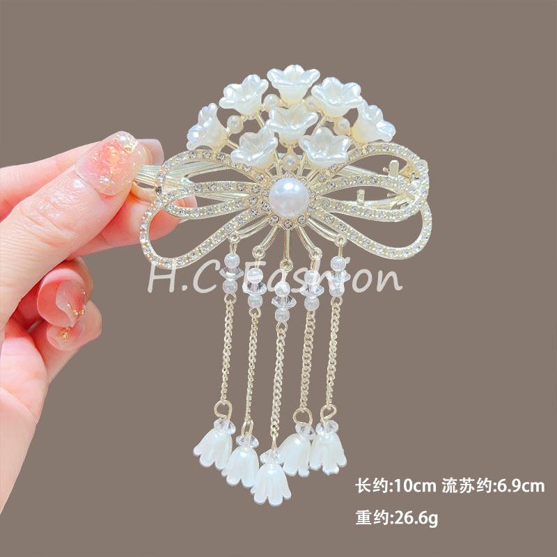 Trendy Personal Flower Hairpins Women Pearl Hair Clips Accessories Temperamental Alloy Hair Accessories