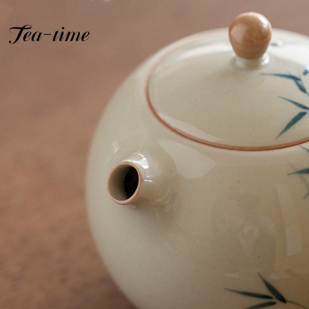 200ml Retro Ice Table Glaze Ceramic Teapot Handamde Xishi Pot Hand-painted Bamboo Kettle Tea Kung Fu Set Making Tool with Filter
