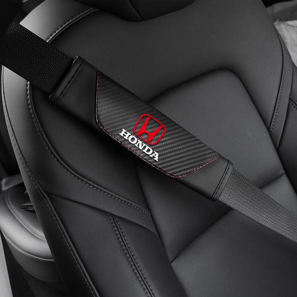 2pcs Car Seat Belt Cover Safety Belt Shoulder Pads Protector Cover Breathable for Honda Type R Type S VTEC DOHC Modulo Vezel Si OT9