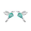 WOSTU 925 Sterling Silber Mini Blume Schmetterling Vogel Biene Steckerohrringe Regenbogen Mondstein Kätzchen Ohrstecker Mädchen Party Schmuck