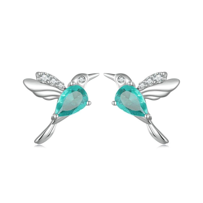 WOSTU 925 Sterling Silber Mini Blume Schmetterling Vogel Biene Steckerohrringe Regenbogen Mondstein Kätzchen Ohrstecker Mädchen Party Schmuck