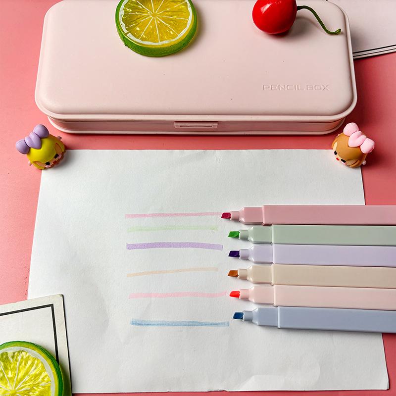 6 buc/set Color Pastel Highlighter Kawaii Papetarie Marker Color Rechizite Scoala Marker Student Highlighter Papetarie japoneza