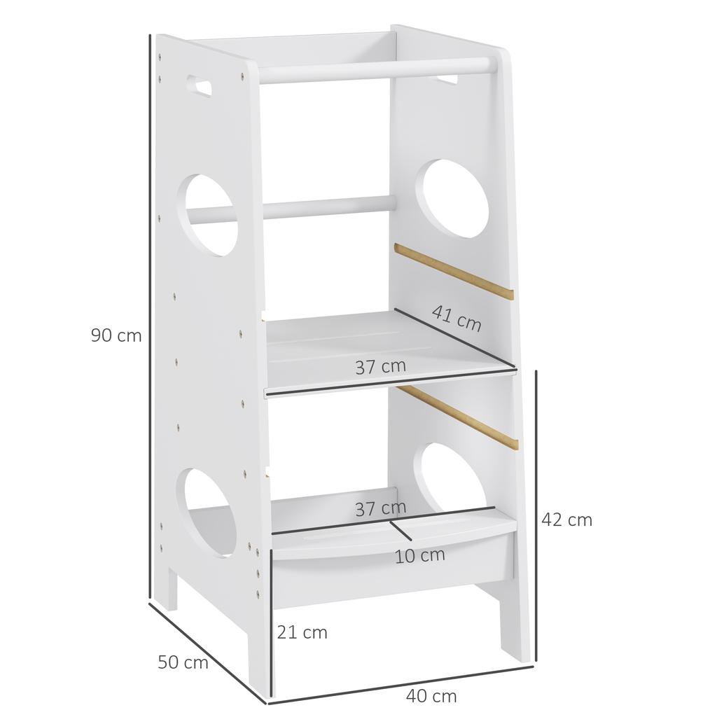 Kids Step Stool Toddler Kitchen Stool with Adjustable Standing Platform, Grey