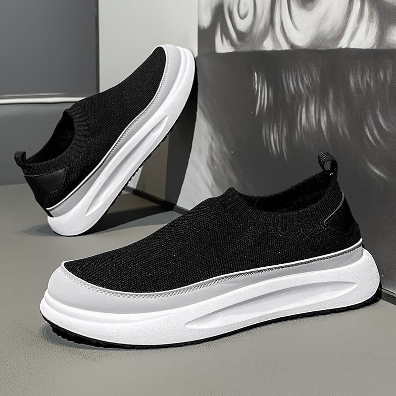 2025 New Men's Shoes Breathable Mesh Canvas Shoes Fashion Elastic Socks Running Shoes Comfortable Sneakers Men's Casual Loafers