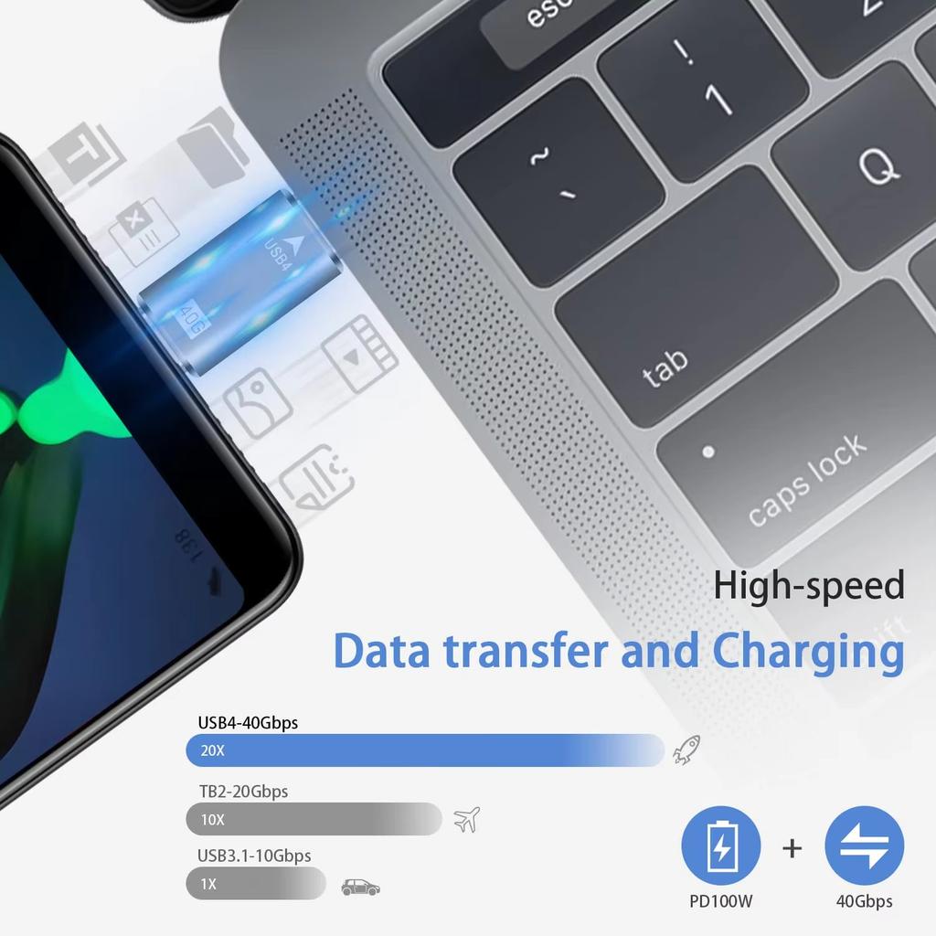 NNBILI USB4.0 40Gbps USB C OTG Adapter PD 100W Type C Male to Type C Male Fast Charging 3.1 Type C 10Gbps Converter Data Adapter 3