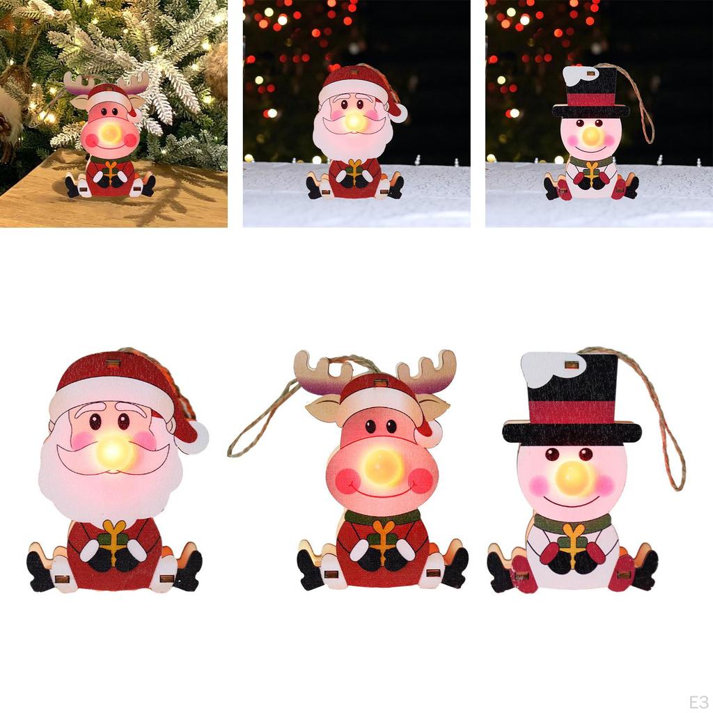 Glowing Christmas Hanging Ornament Tree Decoration Crafts Decorative Wood Decor