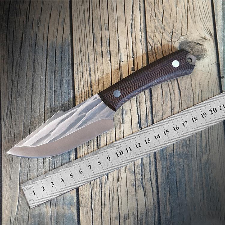 Couteau de cuisine en acier inoxydable avec manche en bois, avec couvercle, couteaux de Chef, couteau d'office, couteau à viande et à fruits, coupe-cuisson