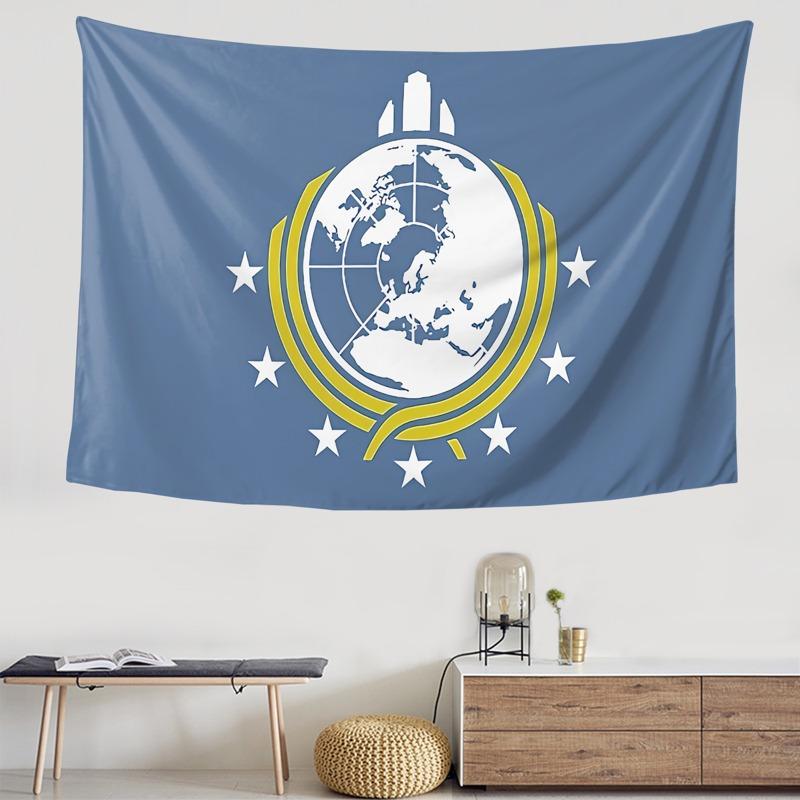 

Super Earth Flag Tapestry Wall Hanging - Classic Blue & Yellow Design with White Stars High-End Home Art 29x37in