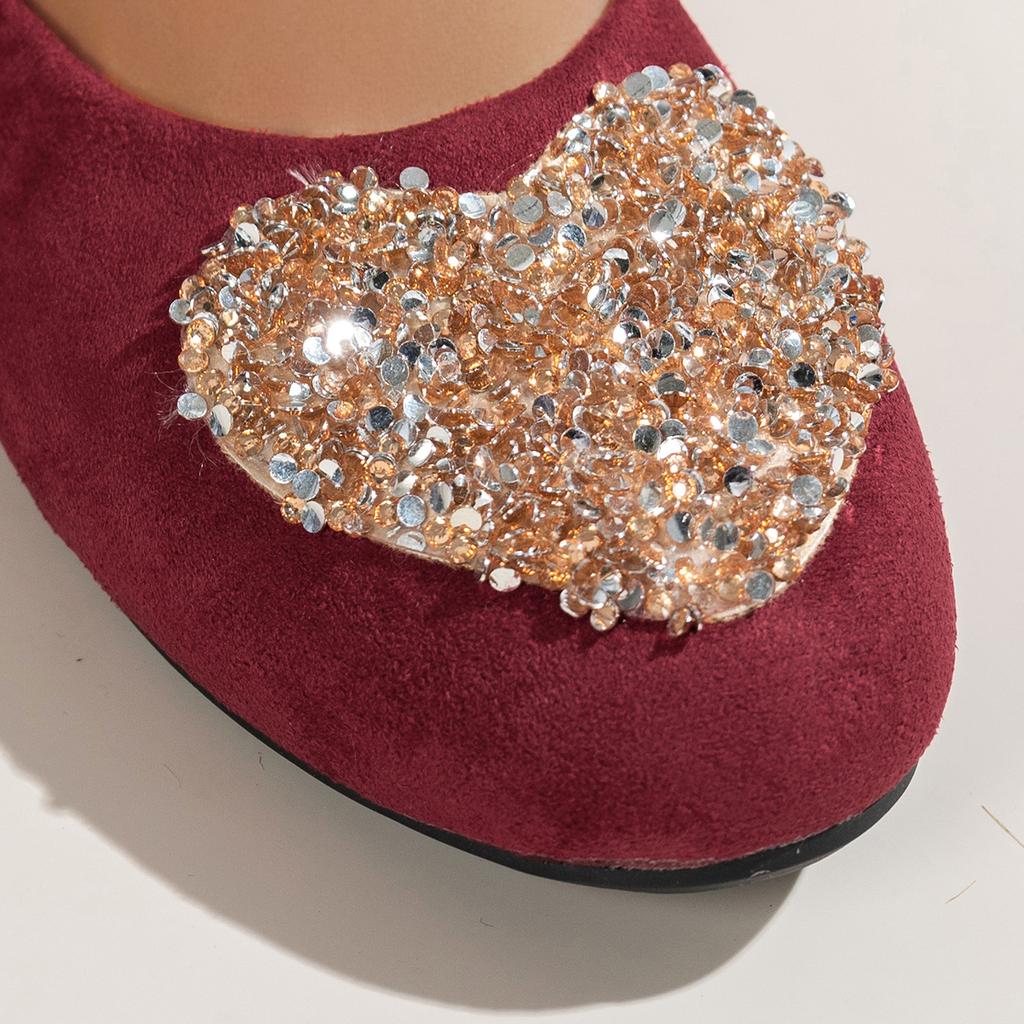 Classic Women Flats Summer Casual Slip on Round Toe Shoes for Women Solid Heart Shaped Bright diamond Platform Flats Plus Size