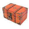 Wooden Treasure Chest Box Vintage Decorative Antique Wood Jewelry Box with Lock Hinged Lid Small Size