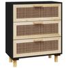 VidaXL Buffet Noir 60x30x70 cm Bois de pin massif et rotin naturel 345634