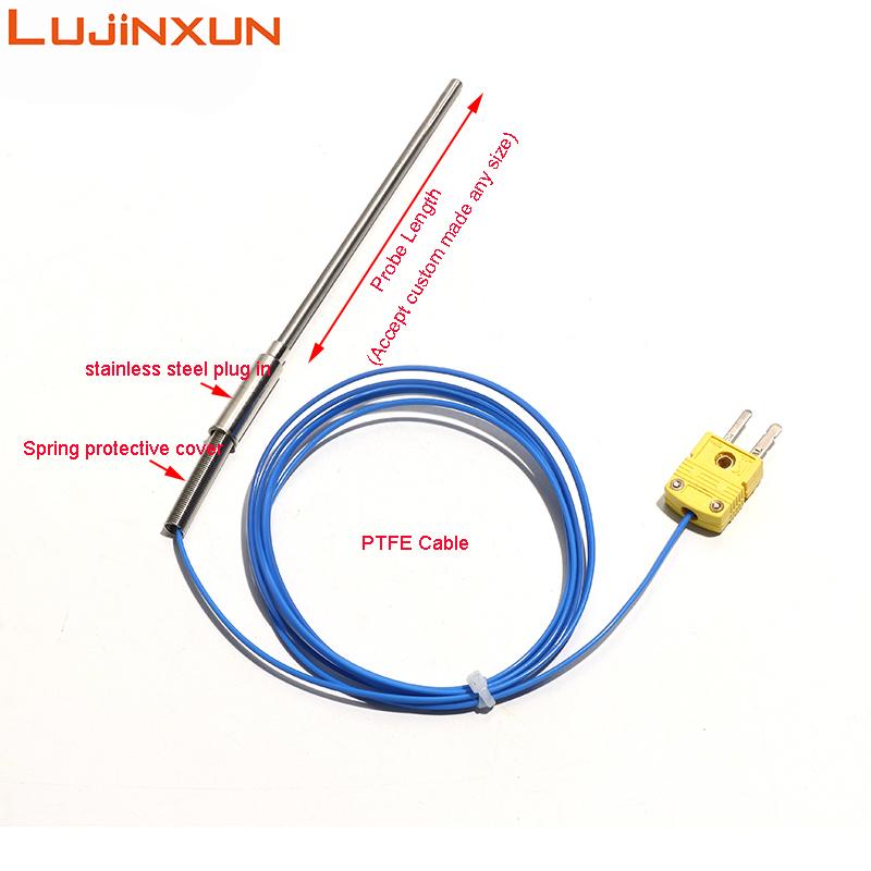 LUJINXUN WRNK-191 Bendable Probe Type K Armoured Thermocouple Sensor Wire Dia.1-5mm 100-500mm Temperature Range 0-1100 Degree 1P