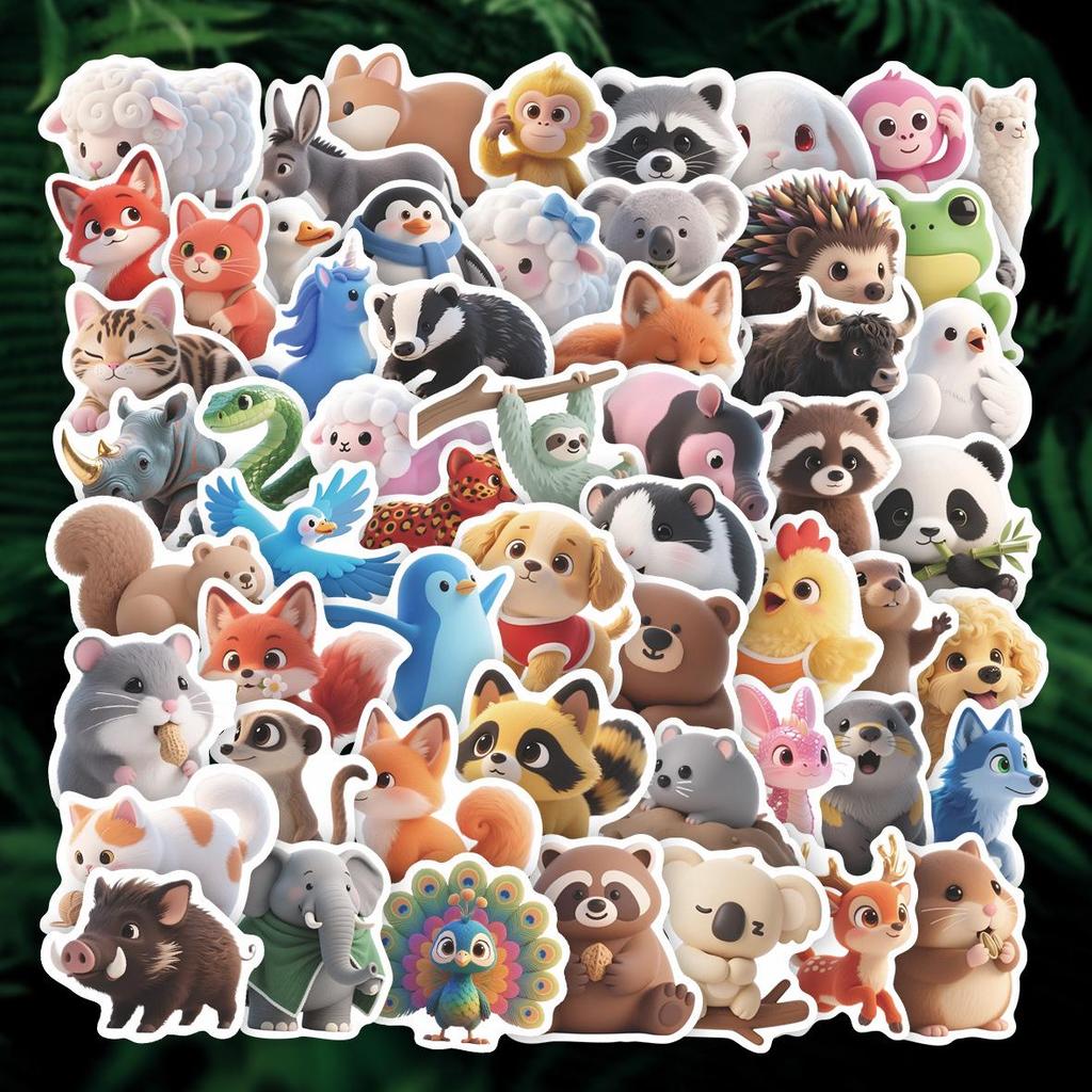 60-Piece Cute Animal Cartoon Stickers Set for DIY Stationery Decoration