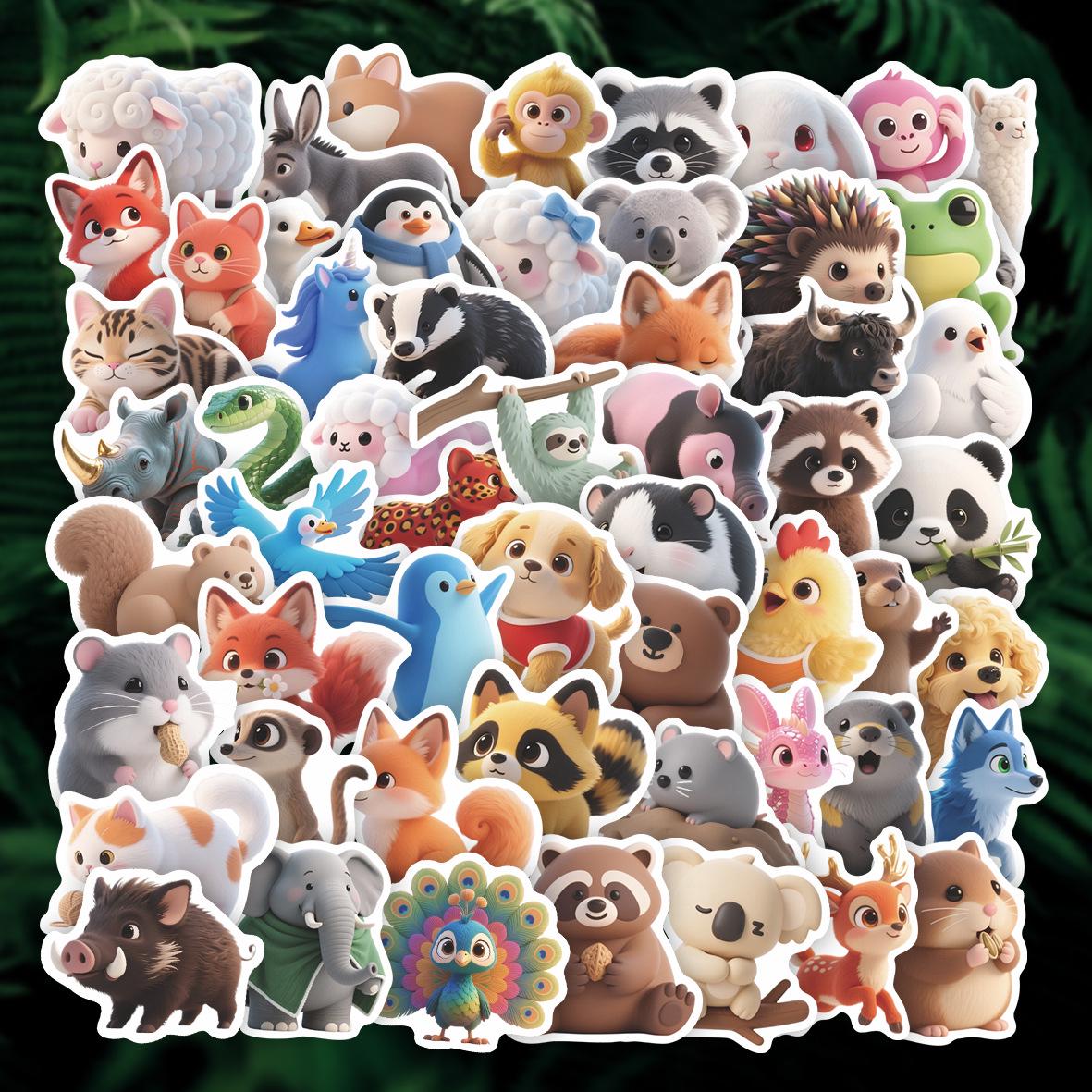 

60-Piece Cute Animal Cartoon Stickers Set for DIY Stationery Decoration цветочный