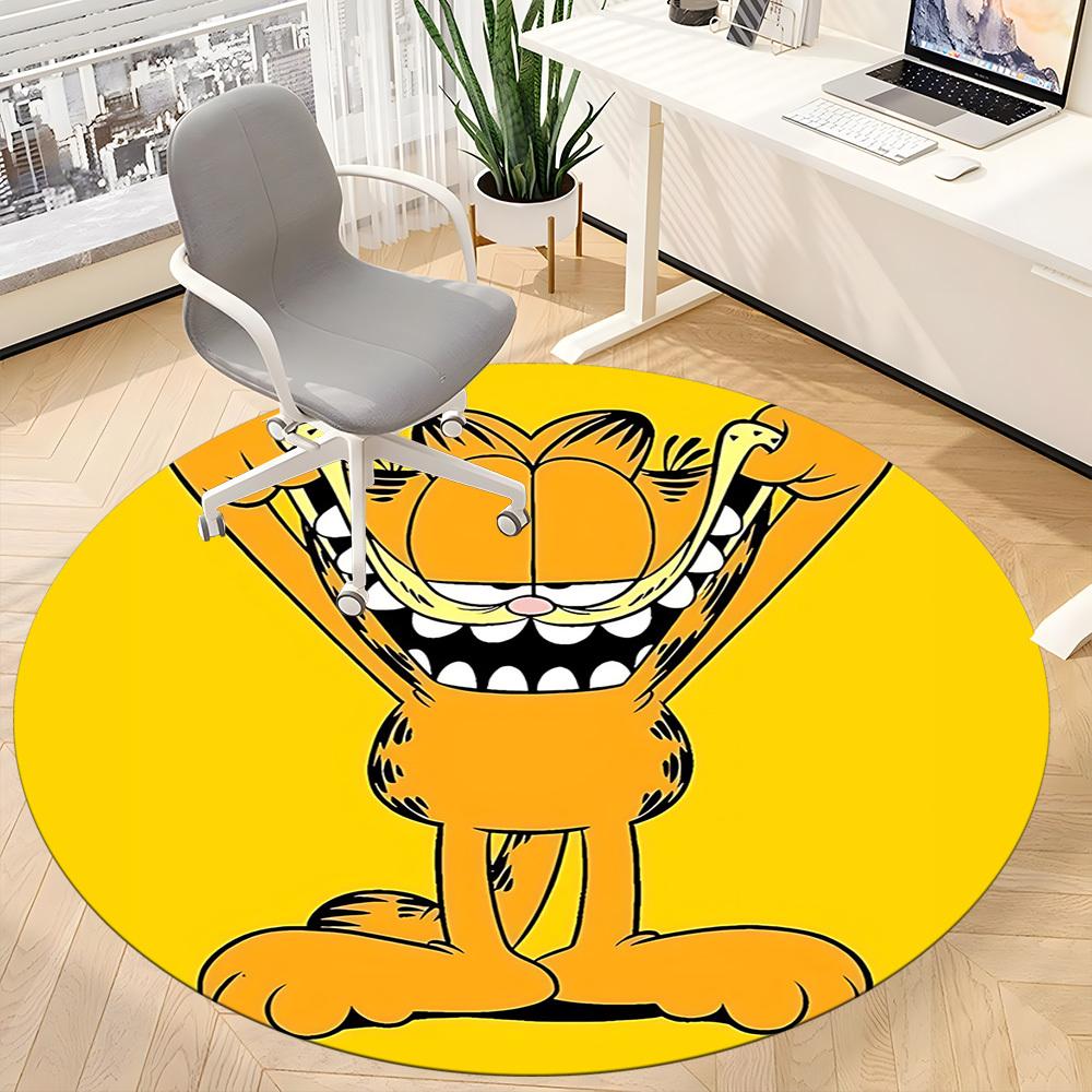 1pc Garfield Cat Office Round Area Rug, Under Office Chairs Bedroom Living Room Home Decor, Room Deco, Available In Various Sizes165