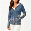Women's Long Sleeve Zip Up Hoodie Lightweight Sun Protection Jacket with Hood and Pockets Floral Print Outdoor Activewear