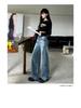 Women's High-Waisted Wide-Leg Retro Jeans - Spring 2025 Slimming Floor-Length Style