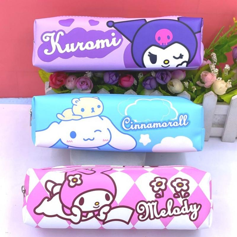 2026 NEW Sanrio Cartoon Kitty Pen Bag Kulomi Student Cute Stationery Bag Square Children's Learning Supplies Storage Bag