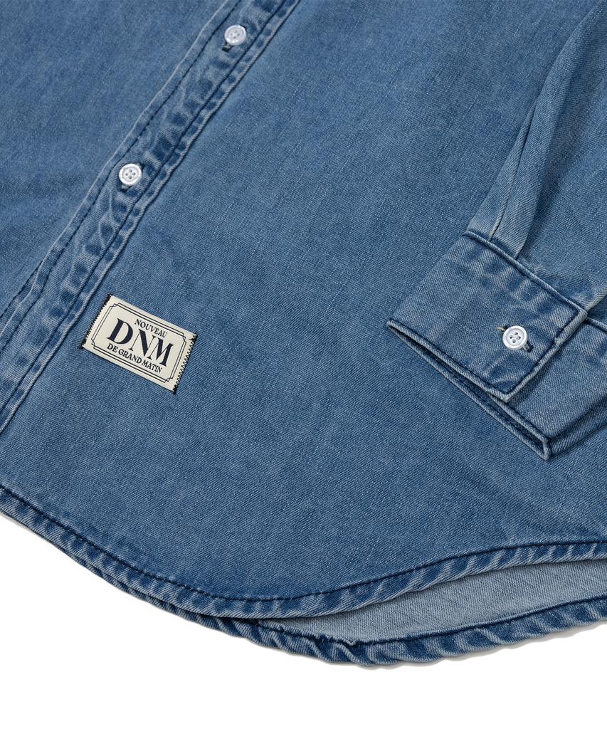 DE GRAND MATIN Over Fit Logo Denim Shirt_Medium Blue
