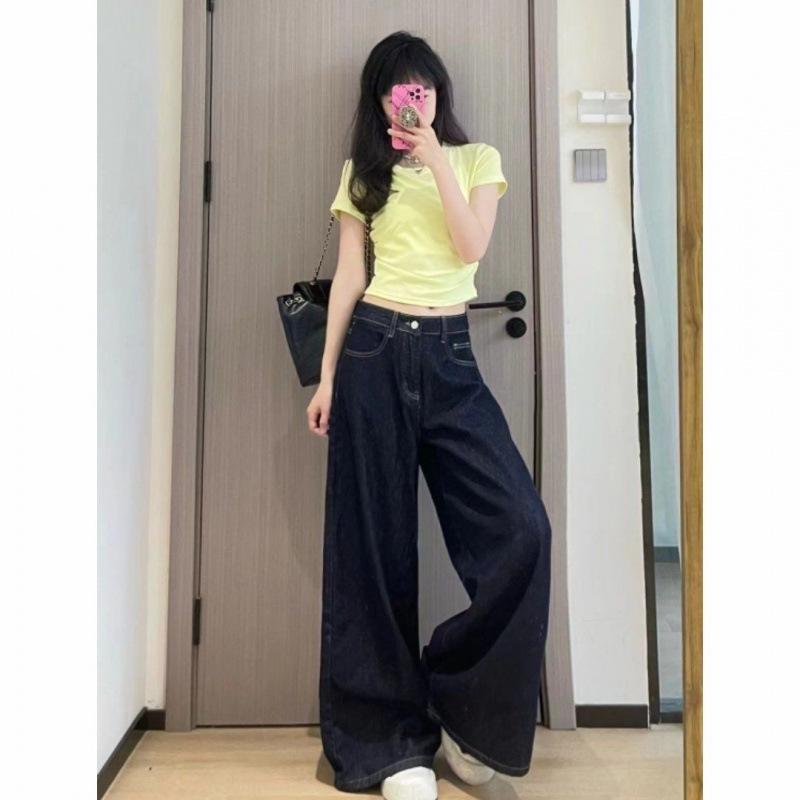 Plus Size Women’s High Waist Retro Wide-Leg Jeans - Autumn Relaxed Fit