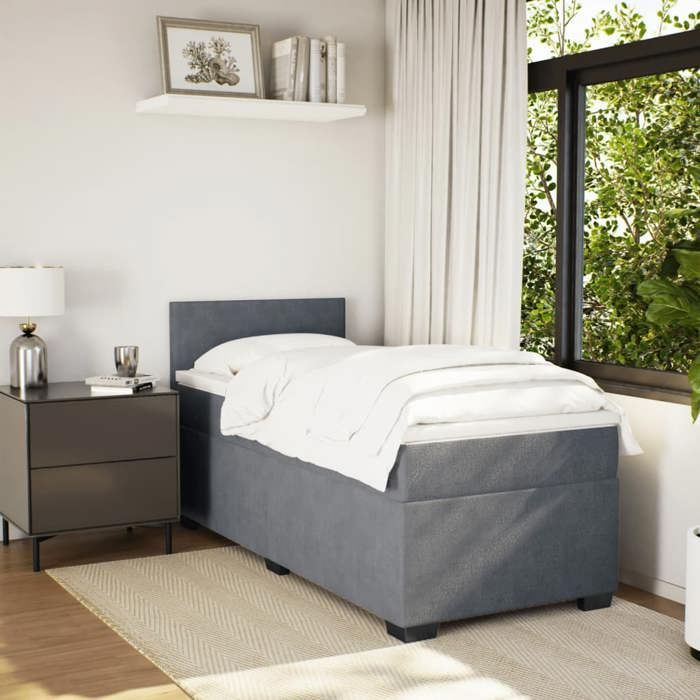 VidaXL Slatted Bed Base and Mattress Dark Grey 80x200 Cm Velvet 3286157